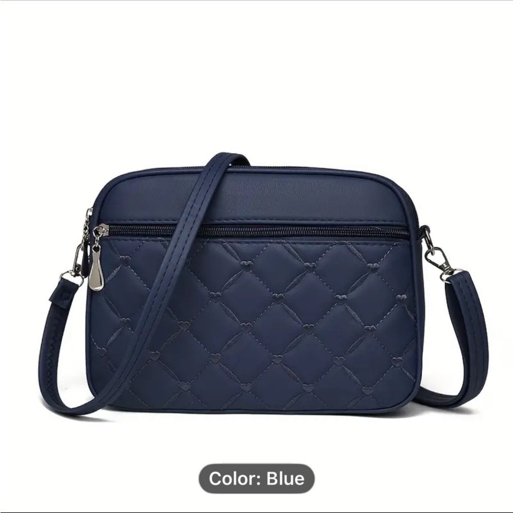 New, Elegant Navy Quilted Crossbody Bag - Picture 2 of 3